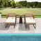 Costway 1/2 PCS Outdoor Furniture Set Patio Acacia Wood Armchair with Long Ottoman Cozy Seat